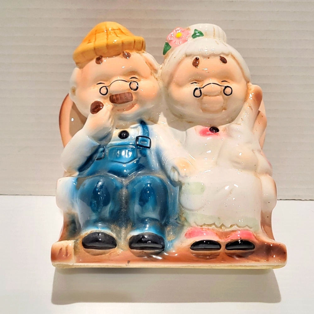 Vintage Rocking  Ceramic Grandparents piggy bank